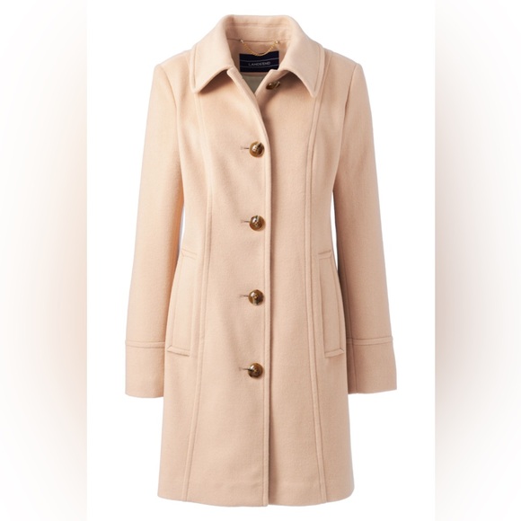 Lands End Classic Wool Car Coat Camel Size 16P - Picture 1 of 13